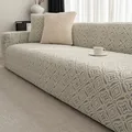 Funda elástica de sofá de forro polar con diseño geométrico en crema y gris azulado - Una Plaza / Patrón Floral - Azul Claro