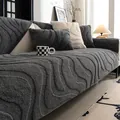 Deep grey thicken sofa cover with 3D wave pattern and non-slip velvet texture - 70*70cm / Dark Gray