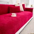 Funda de sofá de felpa roja gruesa antideslizante con tejido de grano texturizado - 70x70 / Rojo