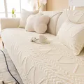 Moderne gesteppte Sofabezüge aus Baumwolle in Creme mit geometrischem Wellenmuster - 30x50cm Lendenkissenbezug / Gebrochenes Weiß
