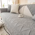 Moderne graue gesteppte Baumwoll-Sofaauflage mit Wellenstruktur und Kissen - 30x50cm Lendenkissenbezug / Hellgrau