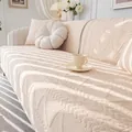Dicke beige gesteppte Baumwoll-Sofaauflage mit elegantem Weizenkorn- und Geometriemuster - 30x50cm Lendenkissenbezug / Champagner