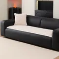 Copridivano retrò beige antiscivolo con trama geometrica in velluto morbido - 70x70cm / Bianco Sporco