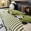 Housse de canapé en chenille à rayures vertes, motif panda et dossier antidérapant durable - 70*70cm / Vert