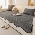 Copridivano in ciniglia grigia a scacchi con bordi smerlati e cuscini abbinati - 90*70cm / Nero