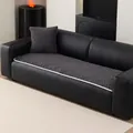 Set copridivano vintage grigio scuro con texture a onde su divano in pelle nera moderna - 70x70cm / Nero