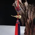 Traditional brass gourd car hanging with Chinese knot and bicolor silk tassels - Nanhai Putuo Brass Gourd