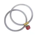Set de pulseras de calcedonia natural con hilo de oro y colgante de manzana roja - Pareja de Caqui Marrón Grisáceo