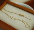 Adjustable golden box chain with spring clasp and needle end for sliding pendants - 925 Sterling Silver Gold Plated Box Chain