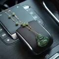 Collier avec pendentif bouddha en jade vert naturel et chaîne dorée élégante - Collier de Perles Bouddha Jade Hetian Style Gypsophile