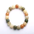 Multi-color Bodhi zaad armband met crème, gele, oranje en donkergroene kralen - Snoepkleur Gradiënt Vatkraal
