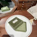 Square matcha green jewelry gift box with velvet texture and golden fashion lettering - Square (9*9*3CM) / Matcha Green