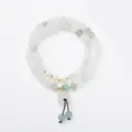 Natural green Tianshan jade bamboo bracelet with pearl accents and golden beads - 6mm / 6MM Double Layer Tianshan Green Lily of Valley