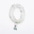 Double-layer Tianshan jade bead bracelet with freshwater pearls and lily of the valley charm - 8mm / 8MM Double Layer Tianshan Green Lily of Valley