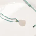 Hand-carved pink chalcedony beast pendant with light blue braided silk necklace - Green Tinted Chalcedony Maitreya Buddha Necklace