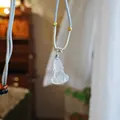Natural white chalcedony Buddha pendant with a light grey hand-woven adjustable cord - Silver Gray Chalcedony Baby Guanyin Necklace
