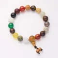 Handcrafted Buddhist prayer beads featuring multi-material colorful stones and wood beads - Fifth Gen 18 Seeds Prayer Bracelet