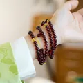 Natural Baltic blood amber multi-wrap bracelet with 108 beads and yellow accents - 6.5mm Round Beads / Blood Amber Beeswax Bracelet
