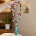108 colorful jade prayer beads with turquoise tassel and metal pendant for meditation - Tricolor Bodhi Bamboo Style