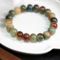 Handcrafted multi-color natural Bodhi seed bead bracelet with weathered jade-like finish - Dunhuang Apple Round Single Bracelet