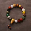 Pulsera auténtica Shibanzi de semillas de bodhi con cuentas de piedras de colores - Semillas Mixtas Multicolor
