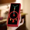 Natural cinnabar dragon car hanging in premium red gift box for luck and health - Red Style (With Gift Box)