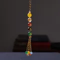 Ciondolo per telefono cinese in agata con perle di cristallo colorate e nappe vivaci - Stile Perla Piccola