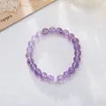 Natural amethyst beaded bracelet with sparkling zircon cylinder spacer charm - 8mm Amethyst Square Zirconia