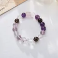 Handcrafted natural amethyst and multi-color crystal bead bracelet with silver accents - 10mm Mixed Crystal Multi-Treasure Bracelet