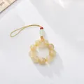 10mm gouden kwarts kristal hanger voor telefoon en tas met gouden details en kralen - Rutilated Kwarts Telefoonketting