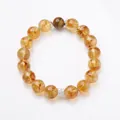 Brazilian citrine bead bracelet with tiger eye stone and silver zircon spacer charm - 11mm Yellow Azozeo White Zirconia Bracelet
