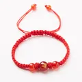 Red braided rope zodiac bracelet with tiger pattern agate beads for good luck - Zodiac Tiger