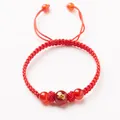 Handmade red braided zodiac rabbit bracelet with natural red agate beads - Zodiac Rabbit