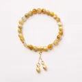 Elegant New Chinese style tiger eye beaded bracelet with golden lotus charms and lucky coins - Chunhui Manying (Golden Tiger Eye + Lotus Charm)