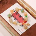 Colorful Bodhi bead bracelet with gourd pendant on traditional Chinese gift card - Multi-color Pumpkin Bamboo Gourd