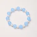 Elegantes 8mm Lavendel Perlenarmband mit hellblauen Steinen und Süßwasserperlen - Hellblau/Weiß (Blauer Chalcedon Perle)