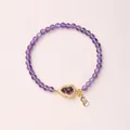 8mm natürliches Amethyst Perlenarmband mit goldenem hohlem Flaschenkürbis Anhänger - Lila/Gold (Amethyst Flaschenkürbis)