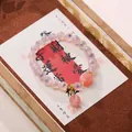 Pink jadeite beaded bracelet with square red charm and golden accents jewelry - Pink Agate Square Charm Bracelet