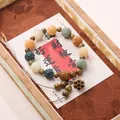 Ethnic multicolored beaded bracelet with lotus seed pod charm and gift box set - Multicolor Lotus Pod Beaded Bracelet