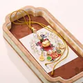 Beaded Buddhist bracelet with golden gourd, enamel charms and transparent faceted beads - Colorful Glass Fortune Lock Jewelry