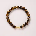 6mm tiger eye beaded bracelet featuring a golden fish charm with natural silk luster - 8mm / Tiger Eye Koi Style