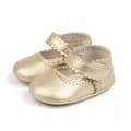 Golden baby Mary Jane shoes with lace edges and secure velcro strap for infants - 11cm (0-6Months) / Gold