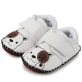 Chaussures bébé blanches avec motif chien marron et semelle en caoutchouc rouge antidérapant - 12cm / Ours blanc