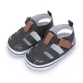Detail of baby boy canvas sandals with durable rubber sole and hook-and-loop closure - 12cm / Black and Gray