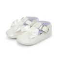Shiny white patent leather baby girl shoes with large satin bow and T-strap - 12cm / White