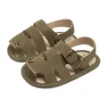 Olive green PU leather baby boy closed toe sandals with adjustable buckle and soft sole - 11cm (0-6 Months) / Army Green