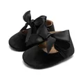 Scarpe Mary Jane per neonata in velluto nero con fiocchi in raso e suole morbide - 3-6M / Nero