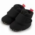 Soft black baby winter boots with warm fleece lining and non-slip grippy soles - Small (0-6 Months) / Black
