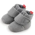 Winter infant walking boots in grey knit with warm fleece lining and Velcro closure - Small (0-6 Months) / Dark Gray