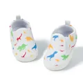 Scarpe da neonato in tela con sagome colorate di dinosauro e design slip-on - Taglie forti / Bianco